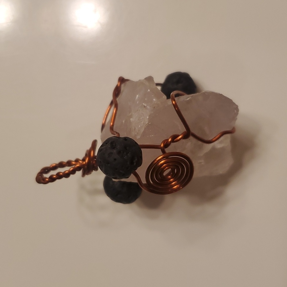 Crystal Pendant with Lava Rocks